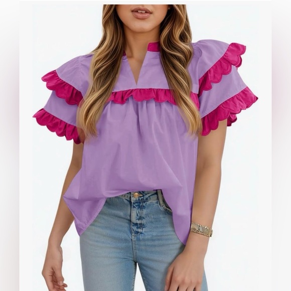 Pink and Purple ruffle top - Picture 2 of 3